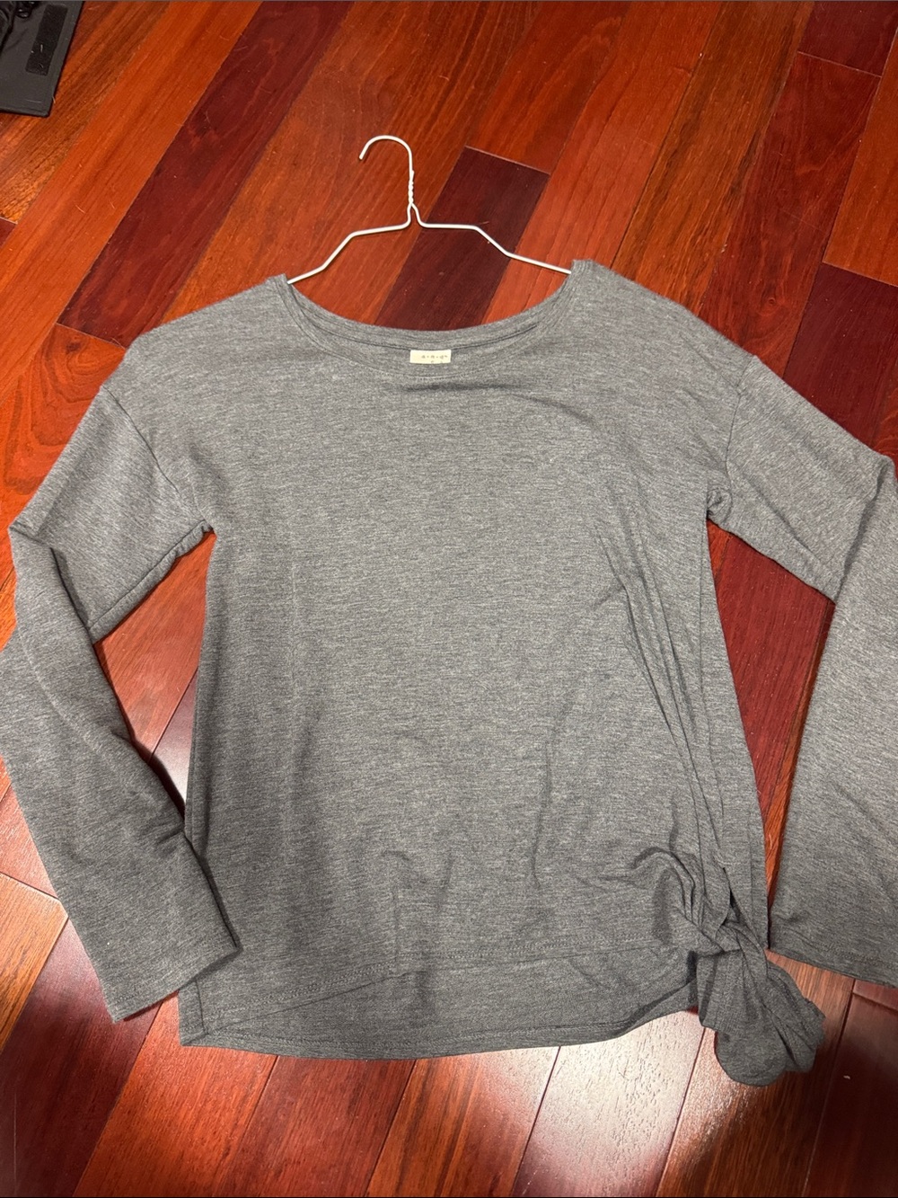 a new day Gray Long-Sleeve Knot Hem Top
